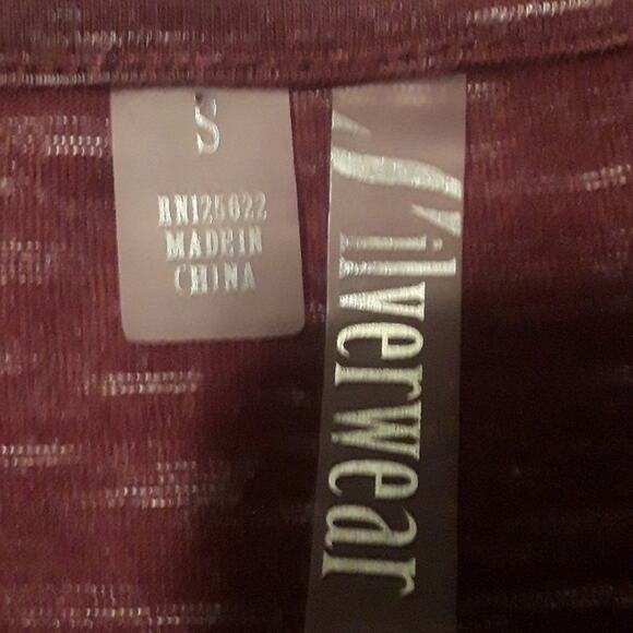 Womens Sz S Burgandy Lace Up Front Long Sleeve Y2K 90s Grunge Silverwear Top - Picture 4 of 9